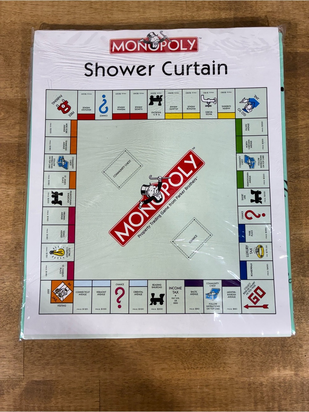 Vintage 2002 Monopoly Shower Curtain 70x72 New Sealed Vinyl Hasbro Jay Franco